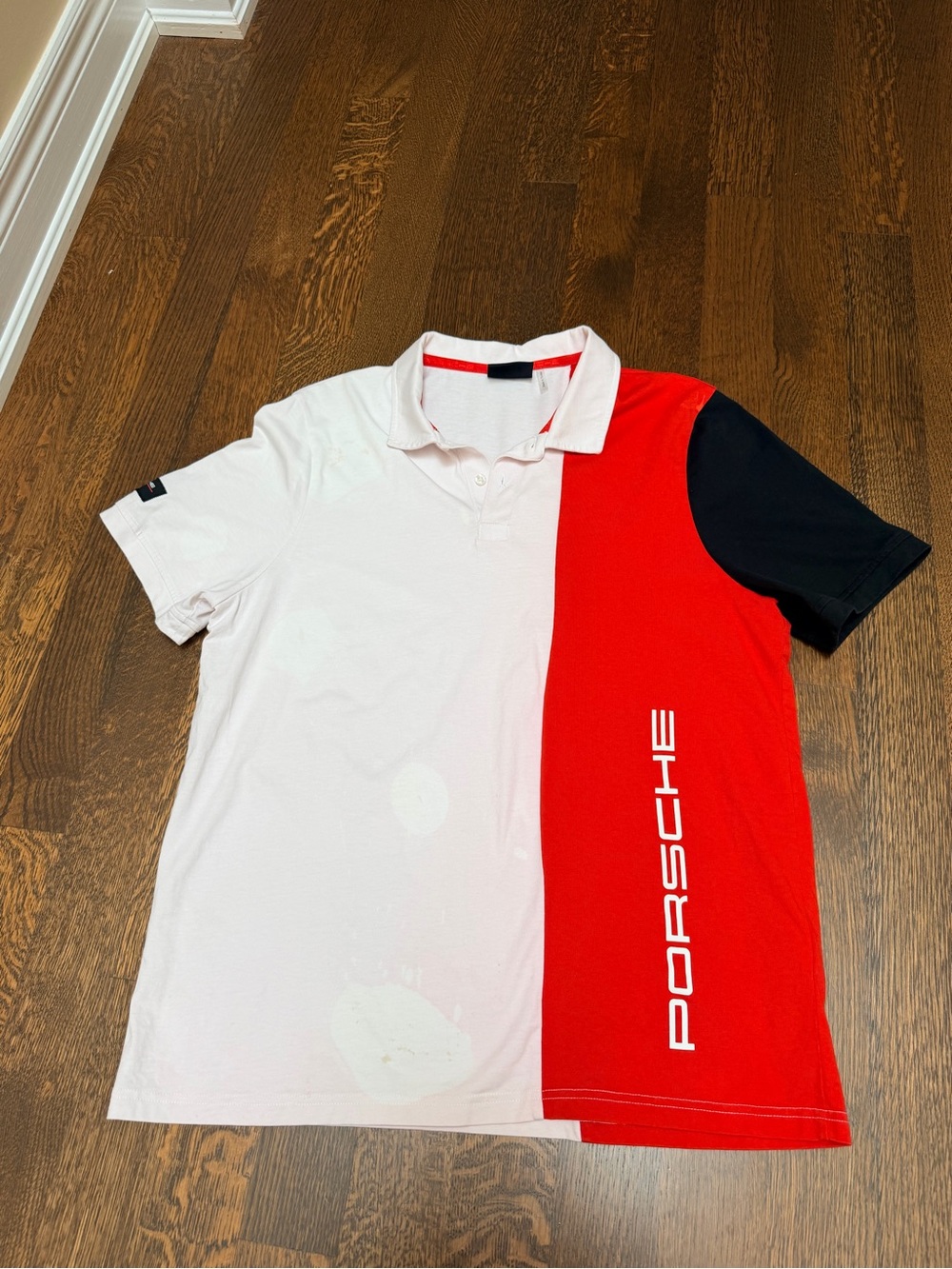 PORSCHE Official Merch Men’s Polo Top Shirt Red White Size Large